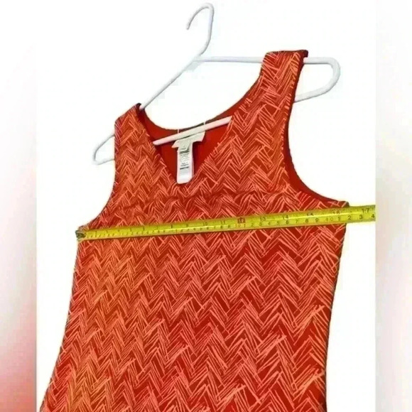 Magnolia Grace S Orange Sleeveless Tunic Dress Stretch Geometric - Picture 7 of 8